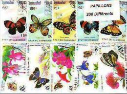 PAPILLONS Lot De 200 Timbres Tous Differents. Satisfaction Assurée - Schmetterlinge