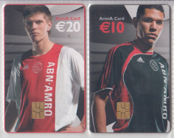 NETHERLANDS 2006 AMSTERDAM ARENA CARD FOOTBALL CLUB AJAX HEDWIGES MADURO KLAAS JAN HUNTELAAR 2 CARDS - Deportes