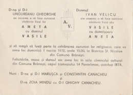 Romania - Bucuresti - Branesti - Invitatie Nunta - Faire-part Mariage (1970) - Mariage