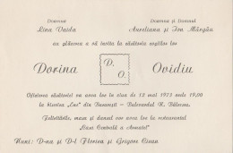 Romania - Bucuresti - Invitatie Nunta - Faire-part Mariage (1973) - Mariage