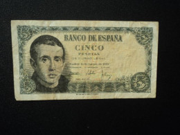 ESPAGNE ; 5 PESETAS   16.8.1951    P 140a   Série D    TTB * - 5 Pesetas