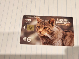 PORTUGAL-(PT357)-Fauna-Gato Bravo-(24)(100units-6€)(1.6.02)(tirage-60.000)(290BDF6)used Card+1card Prepiad Free - Portugal