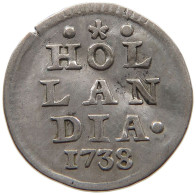 NETHERLANDS HOLLAND STUIVER 1738  #t156 0203 - Monedas Provinciales