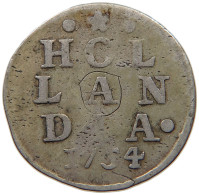 NETHERLANDS HOLLAND 2 STUIVERS 1754  #t156 0115 - Monnaies Provinciales