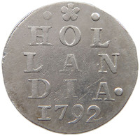 NETHERLANDS HOLLAND 2 STUIVERS 1792  #t156 0073 - Provincial Coinage