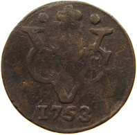 NETHERLANDS HOLLAND 1/2 DUIT 1753  #t110 0129 - Provincial Coinage