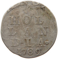 NETHERLANDS HOLLAND 2 STUIVER 1789 OVERSTRUCK #s017 0033 - Monnaies Provinciales