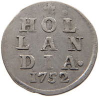 NETHERLANDS HOLLAND 2 STUIVERS 1752  #c004 0233 - Provincial Coinage