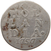 NETHERLANDS HOLLAND 2 STUIVERS 1757  #a082 0433 - Provincial Coinage