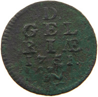 NETHERLANDS GELDERLAND DUIT 1751  #t161 0327 - Monedas Provinciales