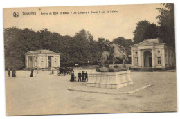 Bruxelles - Entrée Du Bois Et Statue -Les Lutteurs à Cheval- Par De Lalaing - Elsene - Ixelles