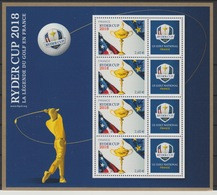 France 2018 - Bl. 144 Mini-feuillet Bloc 4 Timbres Ryder Cup Golf LUXE MNH RARE ! Tirage 60 000 - Golf