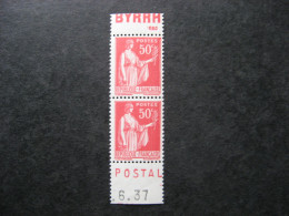 TB Paire Verticale De Carnet Du N° 283f, Neuve XX. Avec PUB Sup. " BYRRH " + PUB Inférieure " CCP ". - Unused Stamps
