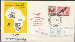 BRD Flugpost /Erstflug Boeing 720B  LH 701 Johannesburg - Lagos  4.1.1963 Ankunftstempel 5.1.63 (FP 246 ) - Primeros Vuelos