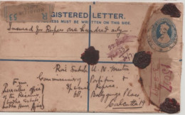 1949 REGD LETTER FROM NAYABAZAR ,AJMER To CALCUTTA(BRITISH INDIA  STATIONERY  USED IN INDEPENDENT PERIOD) - Autres & Non Classés