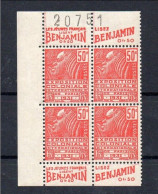 !!! 50 C FEMME FACHI : BLOC DE 4 AVEC PUBS BENJAMIN NEUF ** - Unused Stamps