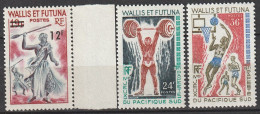 Wallis Et Futuna Danse De La Sagaie Surchargé 4è Jeux Du Pacifique Sud à Papeete N°177-178-179**neuf - Unused Stamps