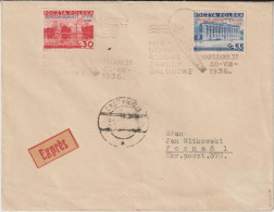 POLOGNE - 1936 - ENV. EXPRES ! Par BALLON ! GORDON BENETT De VARSOVIE => POSEN - Cartas & Documentos