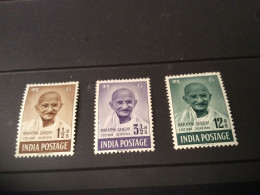 India 1948 Mahatma Gandhi Mourning 3v Of SET, VERY FINE FRONT, MINT GUM DISTURBED Or NO GUM,  NICE COLOUR As Per Scan - Mahatma Gandhi