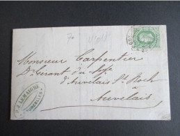 30 - Brief Uit Courcelles (dubbelcirkel) Naar Auvelais - Logo "P.J.Lemaigre" - 1869-1883 Léopold II