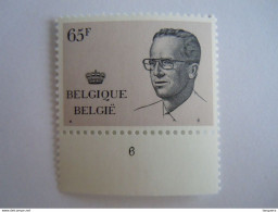 België Belgique 1981 Boudewijn Roi Baudouin Type Velghe Planche Plaatnummers 6 Cob 2023 Yv 2022 MNH ** - 1981-1990