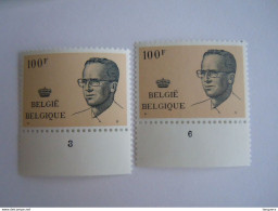 België Belgique 1981 Boudewijn Roi Baudouin Type Velghe Planche Plaatnummer 3-6 Cob 2024 Yv 2023 MNH ** - 1981-1990