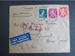 Leopold III Met V & Kroon & Leeuw Met Grote V - Op Luchtpostbrief Naar New Jersey - Stempel "O.A.T.". - 1936-1957 Collar Abierto