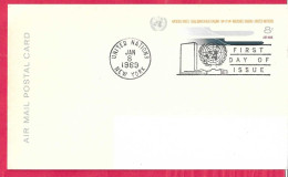 O.N.U.- 1969 - AIR MAIL POSTAL CARD 8C. - ANNULLO A TARGHETTA F.D.C. *JAN.8.1969* - Aéreo