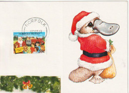 PLATYPUS / MERRY CHRISTMAS / . Maximum-card Of Norfolk Island (Pacific Ocean) Australian External Territory - Covers & Documents