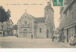 64 // ARUDY   La Place Et L'église / 805 / Vallée D Ossau / Café Restaurant Denis - Arudy