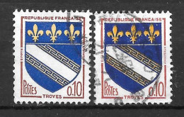 Année 1962  - 65 : Y. & T. N° 1353 ° Jaune Clair Sur Timbre De Gauche Et Plus Foncé Sur Celui De Droite Exemplaire 1 - Oblitérés