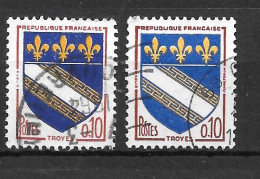 Année 1962  - 65 : Y. & T. N° 1353 ° Jaune Clair Sur Timbre De Droite Et Foncé Sur Celui De Gauche Exemplaire 3 - Usados