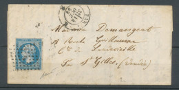 Lettre Oct 1859 N°14 20c Bleu Obl. Losange Retaillé K PARIS * Superbe N3557 - 1849-1876: Classic Period