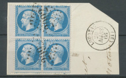 1866 Fragment Avec Bloc De 4 Piquages Déplacés N°22 Bdf Obl. GC, C 15 SUP N3558 - 1862 Napoleone III