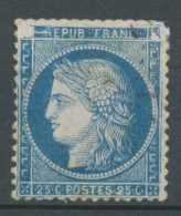 Timbre Variété N°60 25c Bleu Position 146A2 7ème état. Timbre B. Rare N3562 - 1871-1875 Ceres