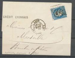 1872 Lettre N°60 25c Bleu Planchage 146A2, 8ème état. Superbe. Rare N3565 - 1871-1875 Ceres