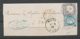 1872 Lettre Alsace Lorraine Aff. Mixte 25c Bleu + 2gr ZO Vers ZL Rare N3571 - Lettres & Documents