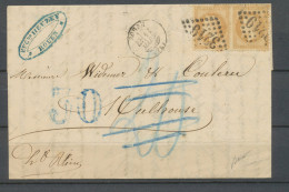 Mars 1871 Lettre Taxe 30ct Double Trait En Bleu + Paire 28 10c Bistre RRR N3574 - Cartas & Documentos