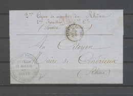 Oct 1870 LSC 2ME LEGION/DE MARCHE/DU/RHONE , G Cachet Bleu + PP Rouge N3587 - Armeestempel (vor 1900)