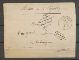 Lettre 22 Mars 1871 ARMEE DE LA REPUBLIQUE En Franchise Taxe 30 + PP Rayé N3591 - Sellos De La Armada (antes De 1900)