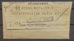 1937 Télégramme Avec Griffe REPONSE PAYEE. Superbe N3631 - 1921-1960: Période Moderne