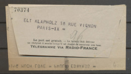 1944 TELEGRAMME Via RADIO France De SLOUGH Angleterre. Superbe N3634 - 1921-1960: Periodo Moderno