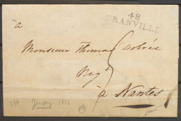 1813 Lettre De JERSEY Entrée Maritime Par 48/GRANVILLE. RARE N3653 - 1849-1876: Periodo Clásico