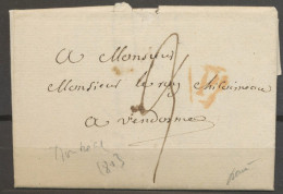 1803 Lettre De MONTREAL Pour Vendôme, P Rouge De Paris N3652 - 1849-1876: Periodo Clásico