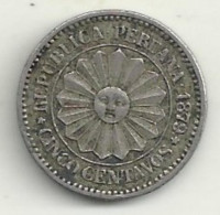 PEROU - 5 Centavos - 1879 - TB/TTB - Perú