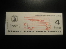 Barcelona Autobus Numero 65 "LA ESPAÑOLA" Advertise Transport Bus Tramway Tram Ticket Spain - Bussen