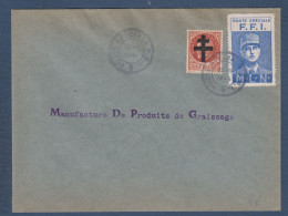 Cachet POSTE SPECIALE F.F.I.  1944 Sur Enveloppe Avec Vignette De Gaulle - Libération