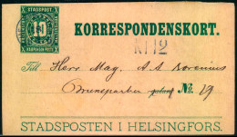 1890 (ca) STADTSPOST HELSINGFORS, 10c. Private Envelope - Storia Postale