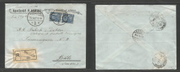 Albania. 1930 (16 Febr) Shkoder - Switzerland, Basel (19 Feb) Via Bologna - Bari. Registered Multifkd Ovptd Issue Envelo - Albanië