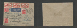 Algeria. 1942 (30 June) Philippeville - Switzerland, Aarau, Geneva (10 July) Air Multifkd Envelope + Taxed + Three Swiss - Argelia (1962-...)